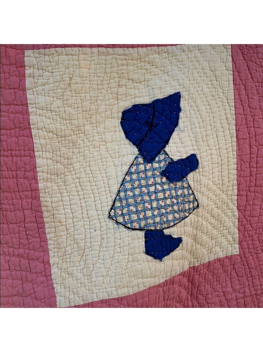 Vintage Patchwork Quilt Handmade Suebonnet Prairie Homestead Twee - Picture 6 of 8
